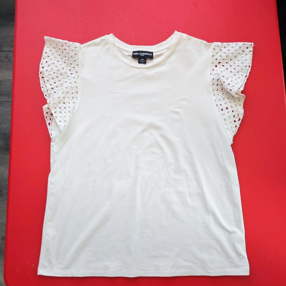 Karl Lagerfeld butterfly sleeve top white women's size M